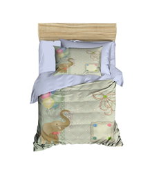 L'essentiel linge de maison PH168 Juego Funda Nórdica Bebé Algodón y Microsatén Impresión 3D 100x150 cm Azul y Beige